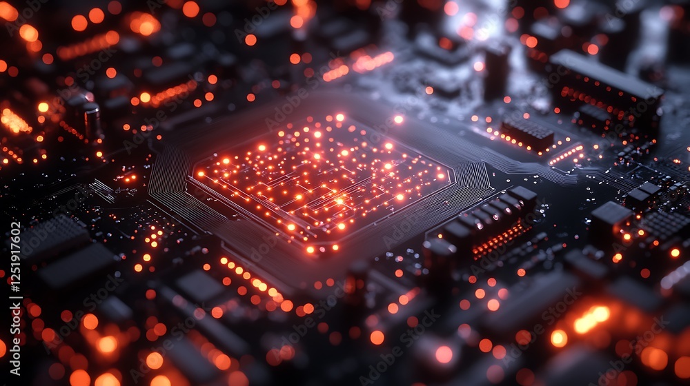 Pulsating microchip-inspired artwork with detailed glowing grids of data flow Pulsating microchip-inspired artwork with detailed glowing grids of data flow