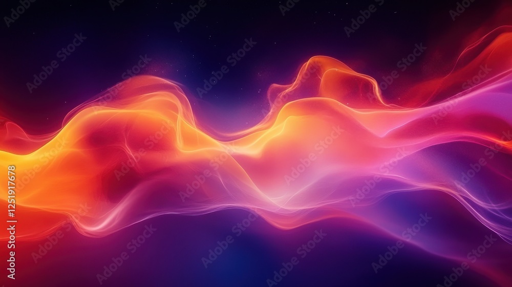 Obraz premium Colorful Abstract Wave Pattern with Light Effects in Dark Background