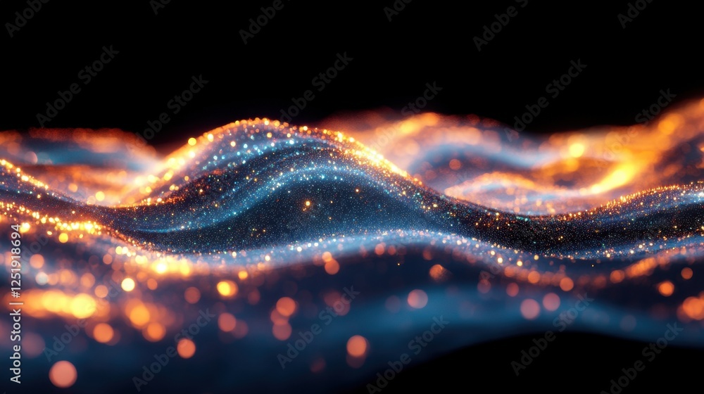 Fototapeta premium Abstract waves of glowing particles creating a mesmerizing visual effect
