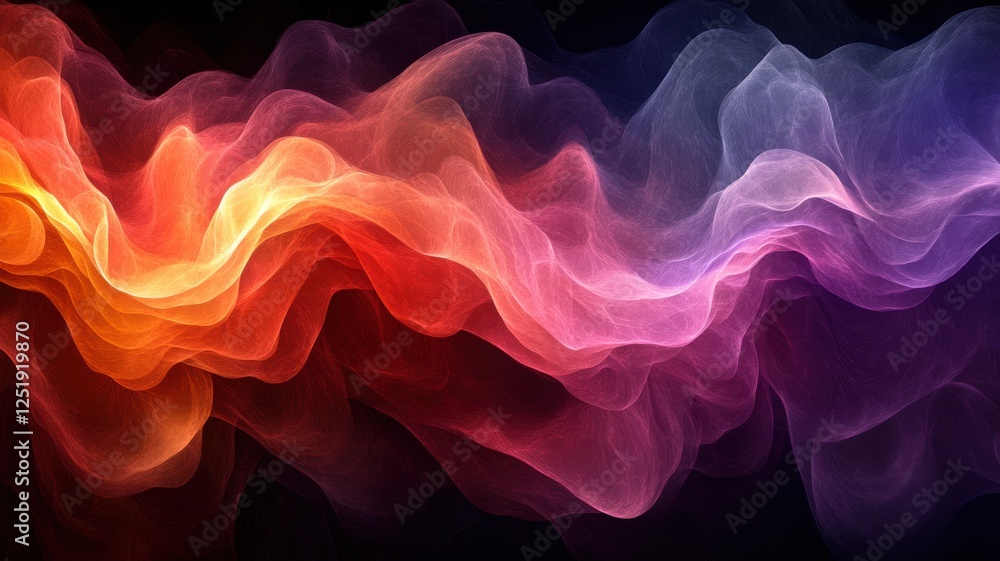 Obraz premium Colorful Abstract Waves in Smooth Flowing Motion on Black Background