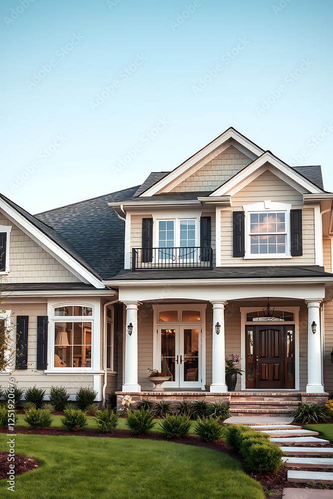 Luxury Family Home Exterior: Modern Architectural Design, Elegant Facade, and Dream Home Landscaping Luxury Family Home Exterior: Modern Architectural Design, Elegant Facade, and Dream Home Landscaping