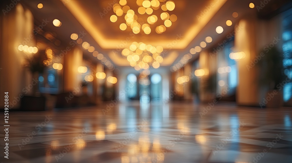 A blurred hotel lobby with bokeh lights creates a warm and welcoming atmosphere, ideal for design projects focusing on hospitality and the luxurious hotel experience. A blurred hotel lobby with bokeh lights creates a warm and welcoming atmosphere, ideal for design projects focusing on hospitality and the luxurious hotel experience.