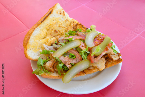 Lavash zurna doner kebab ( zurna  durum )  or shawarma sliced in plate isolated.  hatay usulu tavuk Et doner durum. Gobit ekmek arasi doner. Pilavustu iskender doner kebap.  photo