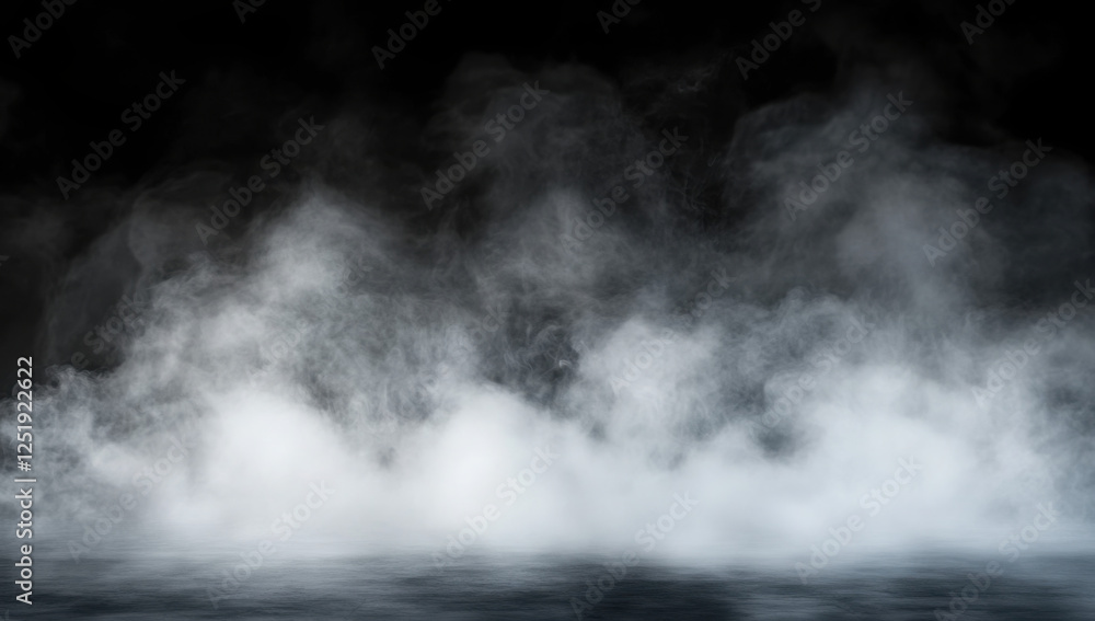 Fototapeta premium Fog and mist effect on black background. Smoke texture