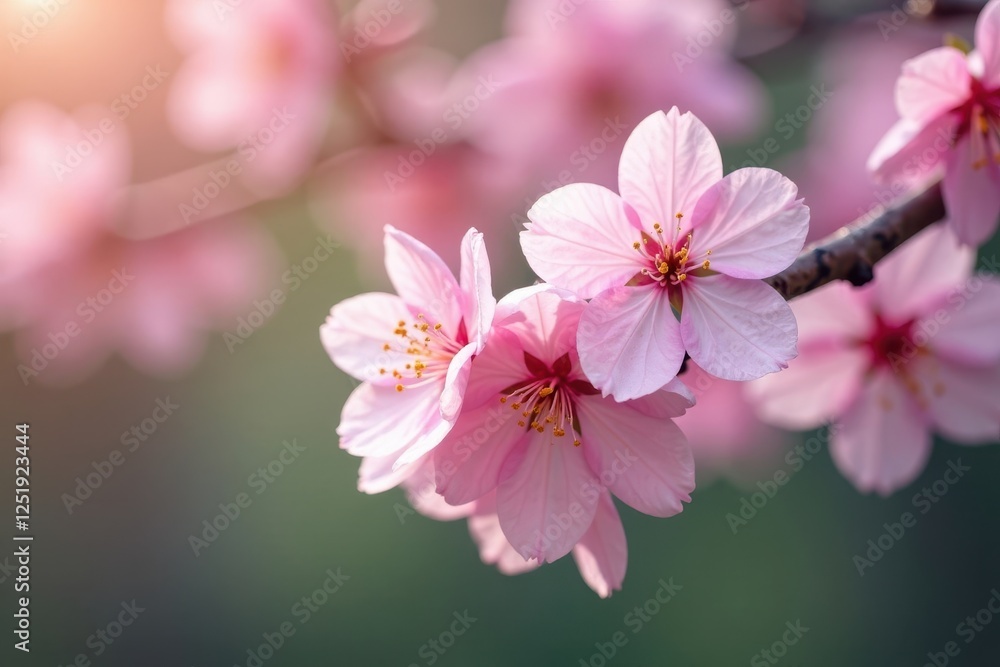 Delicate pink blossoms adorn a tree branch in soft focus, emphasizing their intricate details, gentle hues, soft focus, tree branch Delicate pink blossoms adorn a tree branch in soft focus, emphasizing their intricate details, gentle hues, soft focus, tree branch