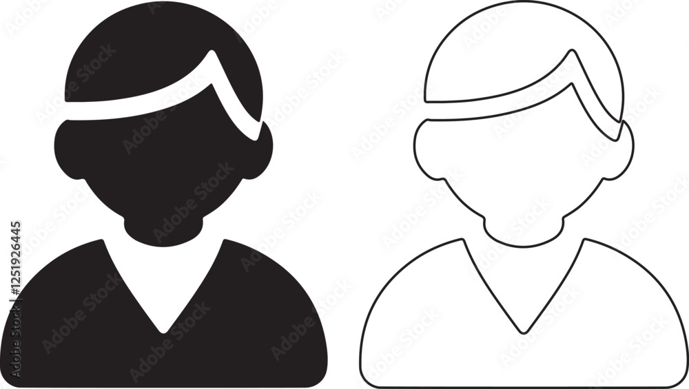 Two simple user icons in black and white. Two simple user icons in black and white.