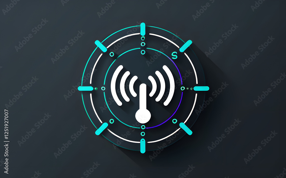 IoT sensor icon with signals IoT sensor icon with signals