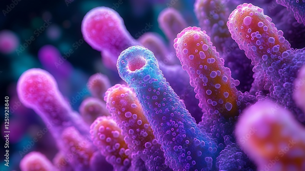 Ultra detailed depiction of bacterial colonies expanding in a mesmerizing display of vibrant colors Ultra detailed depiction of bacterial colonies expanding in a mesmerizing display of vibrant colors