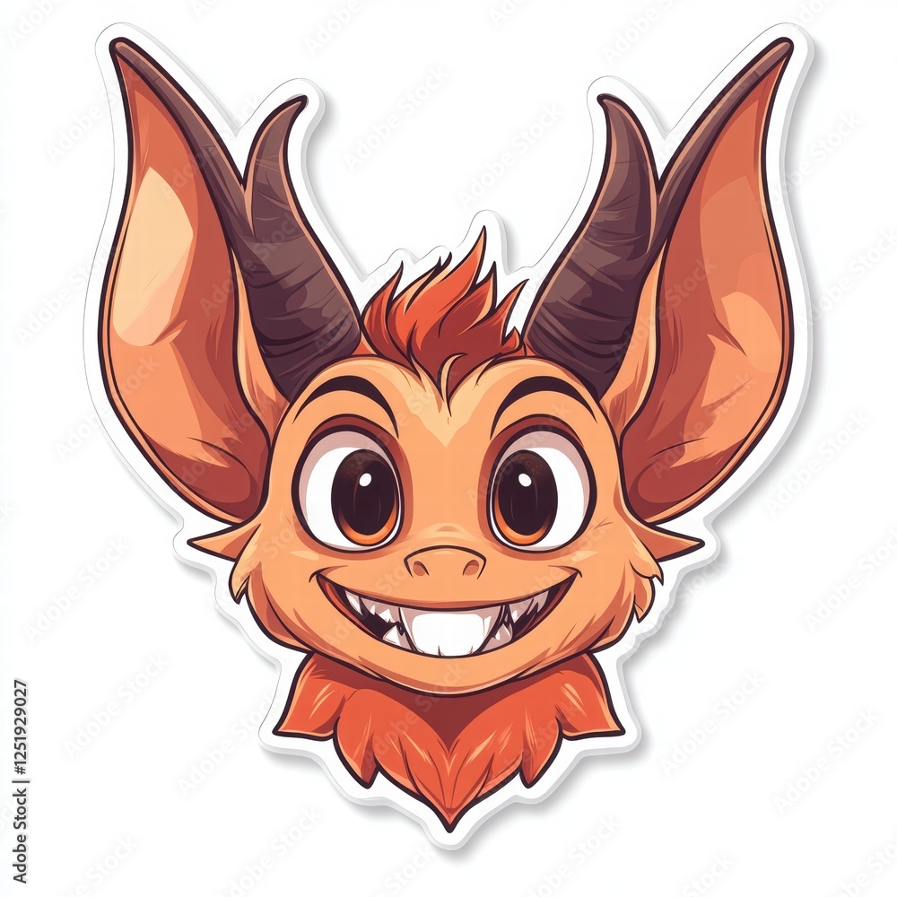 Fototapeta premium Orange Cartoon Creature Head Portrait