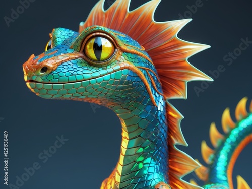 A colorfully stylized lizard character that stands out with its unique design and features photo