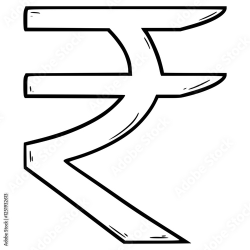 rupee icon illustration hand drawn outline vector