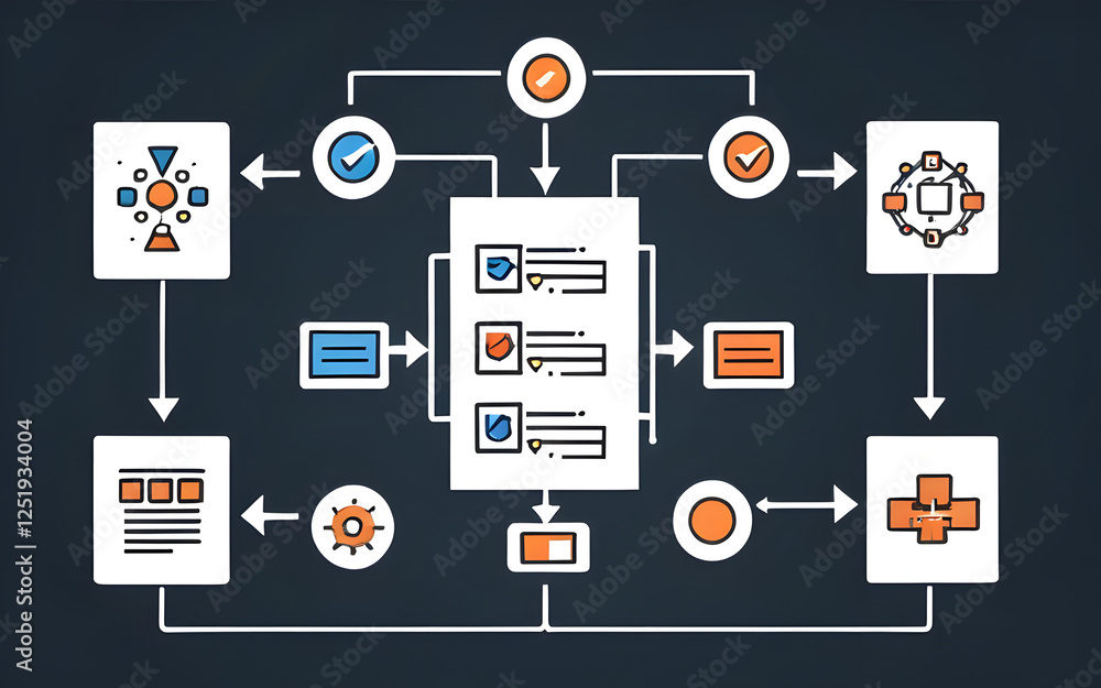 Software development process icon with flowchart Software development process icon with flowchart