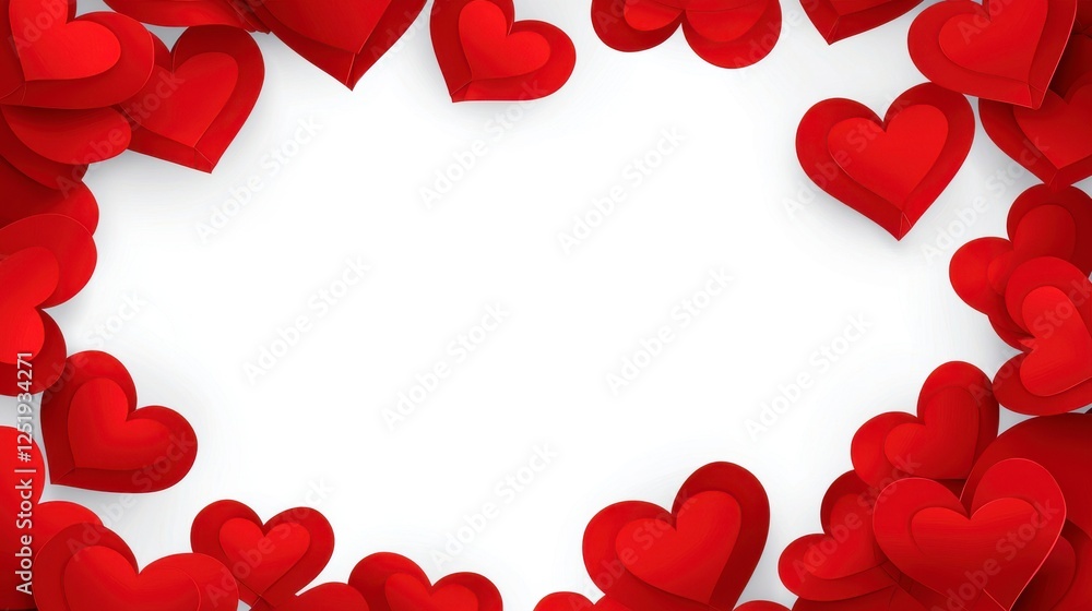 Red Heart Frame On White Background Red Heart Frame On White Background