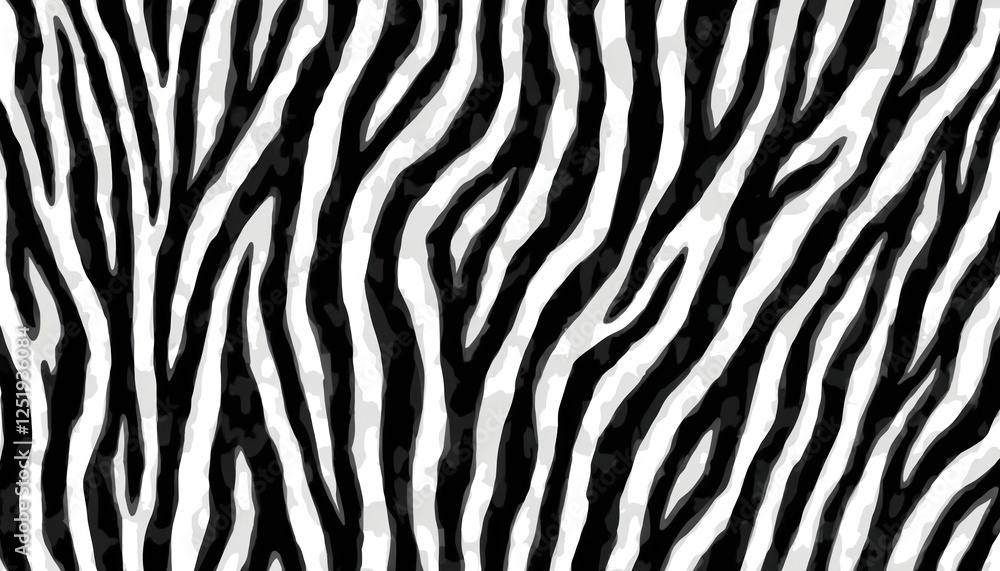 Seamless zebra tiger stripe pattern. Tileable black, white safari wildlife animal print texture. Monochrome abstract wavy glitch lines fur coat motif for textile, branding, wrapping, package design. Seamless zebra tiger stripe pattern. Tileable black, white safari wildlife animal print texture. Monochrome abstract wavy glitch lines fur coat motif for textile, branding, wrapping, package design.