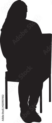 vector; silhouette of a woman sitting on chair