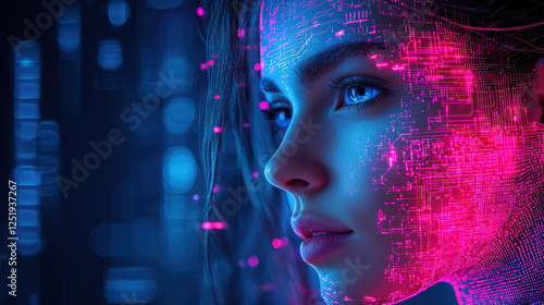 Wallpaper Mural Female developer showcasing innovation through AI algorithms and robotic technology Torontodigital.ca