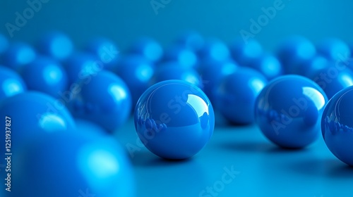 A visually striking composition of glossy blue spheres, arranged neatly on a smooth surface, representing precision, order, and elegance in design and color. photo