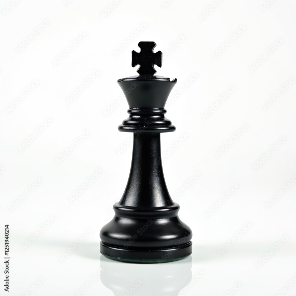 Black chess king piece on white background symbolizes strategy challenge success. Classic board game figure for leisure competition play. Sport tournament icon for checkmate battle victory. Black chess king piece on white background symbolizes strategy challenge success. Classic board game figure for leisure competition play. Sport tournament icon for checkmate battle victory.