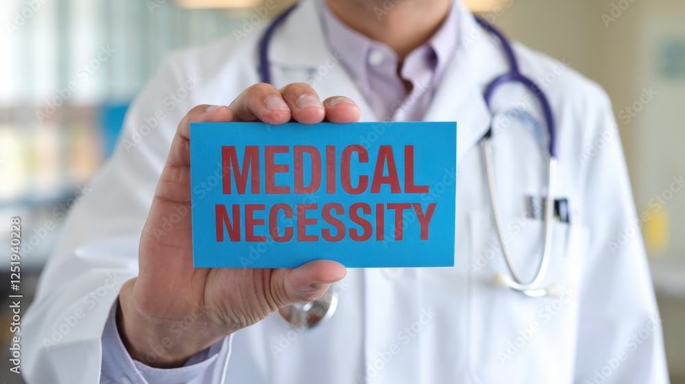 Doctor Holding Medical Necessity Sign Doctor Holding Medical Necessity Sign
