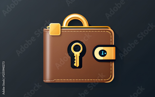 Cryptocurrency wallet icon with a key and lock