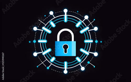 Secure transaction icon with blockchain and lock photo