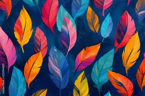 Wallpaper Mural Colorful feather patterns create vibrant background with artistic flair and depth Torontodigital.ca