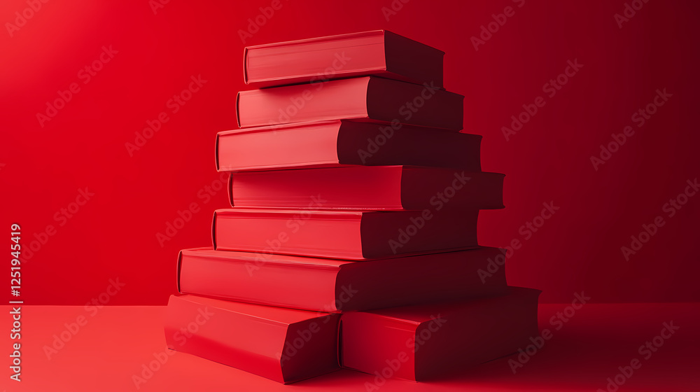 Stack of red books forming pyramid. Infinite Libraries. Illustration Stack of red books forming pyramid. Infinite Libraries. Illustration