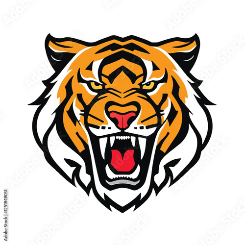 Tiger head Logo. Tiger roaring. Vector illustration.
