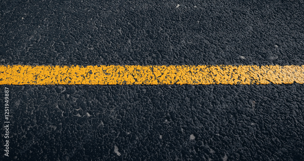 Fototapeta premium A top-view of a black asphalt road texture, featuring a fresh, smooth tarmac surface with small rocks scattered across it. This background is perfect for a road or car track-themed banner or design pr