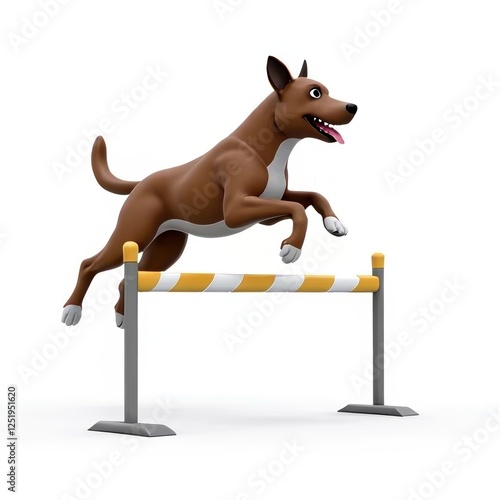 Dynamic agility competition dog leaps over hurdle in outdoor training arena photo