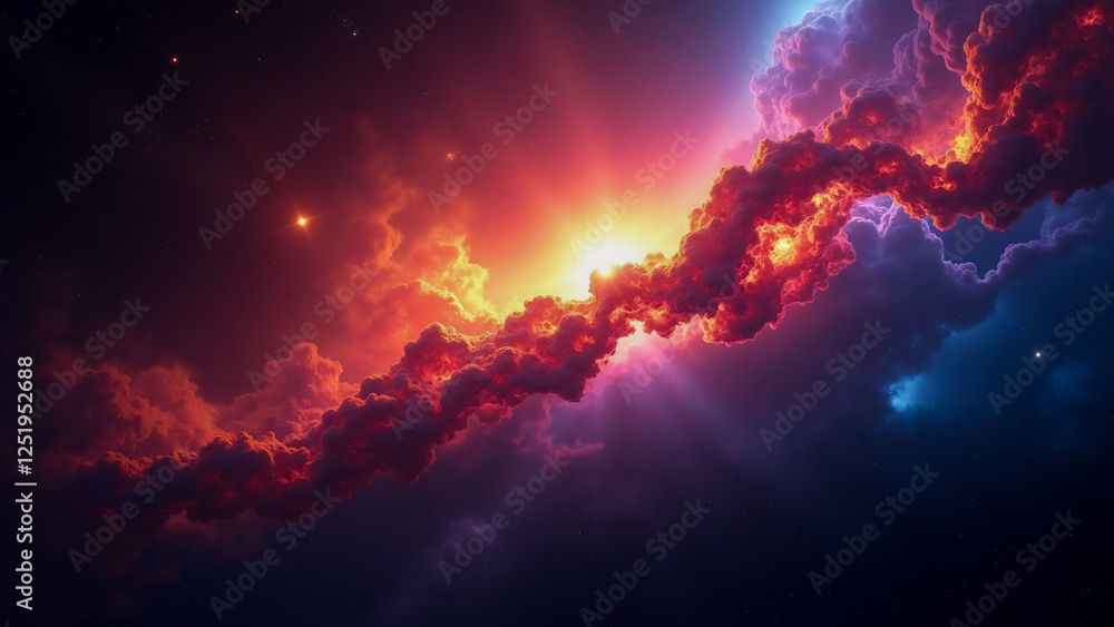 Fototapeta premium Fiery Cosmic Rift Illuminated by Celestial Light