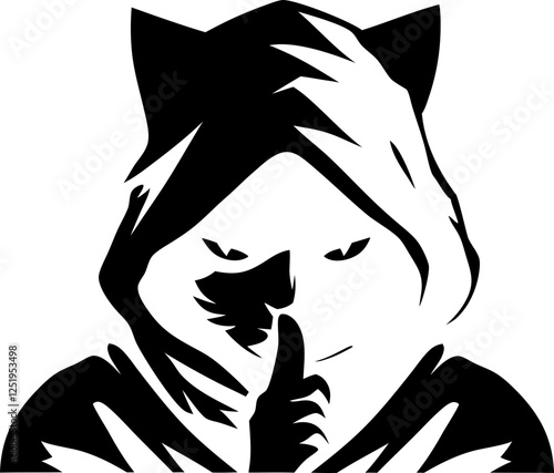 ninja cat logo silent sign hidden person graphic design