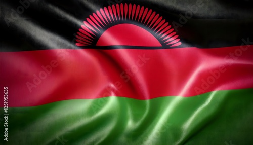 Free Download Vibrant Malawi flag waving with luxurious satin texture - Patriotic and cultural symbol - GFXLoad