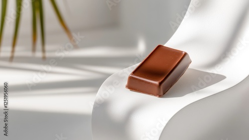 Single chocolate bar on modern white surface