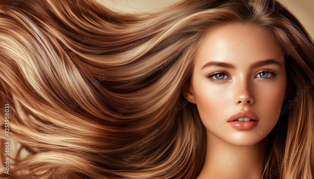 Obraz premium Woman Getting Her Hair Done At The Hair Salon Undergoing A Hair Transformation With Styling, Treatments, And Pampering In A Relaxing Environment.