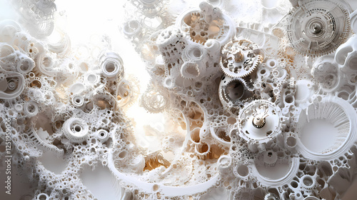 In the complex realm of clockwork, gears mesh with exactitude, conducting the eternal choreography of time. Clockwork Realms. Illustration