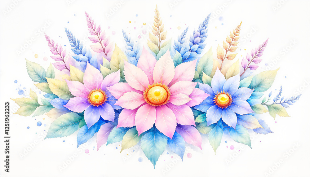 Obraz premium Delicate watercolor bouquet of spring wildflowers, artistic expression