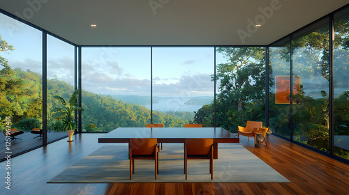 Wallpaper Mural Modern dining room with jungle view; sunrise Torontodigital.ca