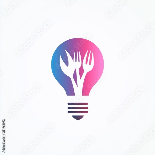 Creative food concept, lightbulb icon, modern design, restaurant idea,  use in menus, presentations, or websites