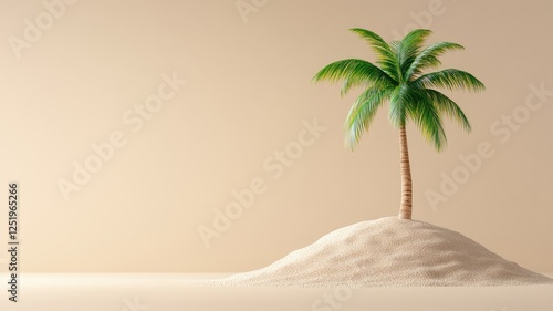 Wallpaper Mural Single palm tree on small sandy island, minimalist scene Torontodigital.ca