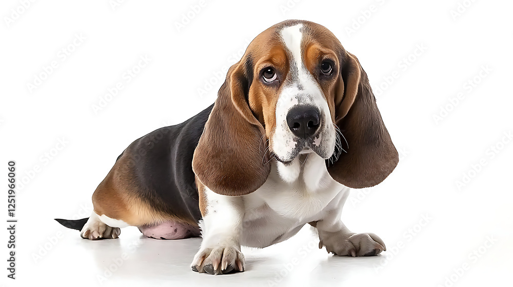 A dog with brown and white fur is laying on the ground. generated using AI A dog with brown and white fur is laying on the ground. generated using AI