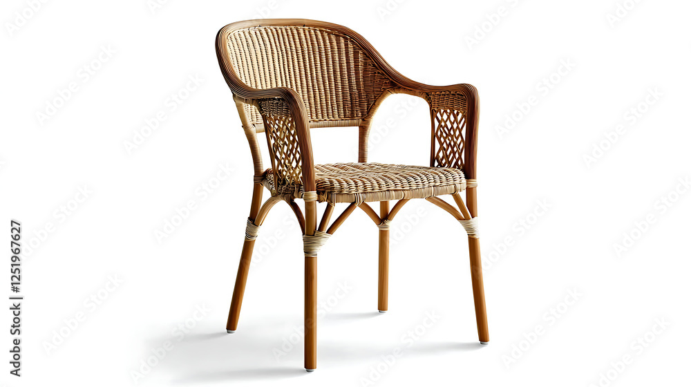 A brown wicker chair with a wooden frame. generated using AI A brown wicker chair with a wooden frame. generated using AI