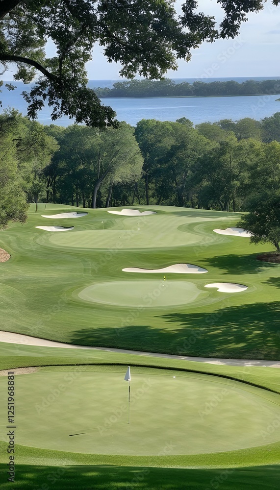 serene green golf view course a beautiful golf green course grass sport leisure recreation game landscape nature scenery park terrain field fairway putting hole tee tournament summer golf course