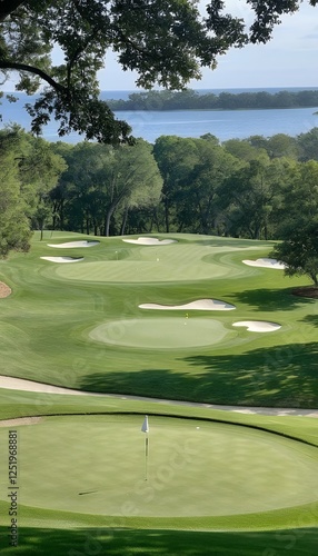 serene green golf view course a beautiful golf green course grass sport leisure recreation game landscape nature scenery park terrain field fairway putting hole tee tournament summer golf course