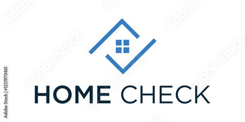 House with on the roof and check mark symbol. Home check logo