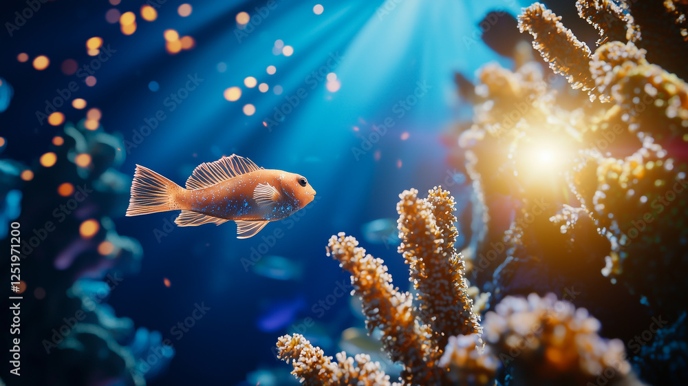 Colorful Fish Swimming Among Soft Coral and a Rusted Shipwreck in an Overgrown Underwater Environment