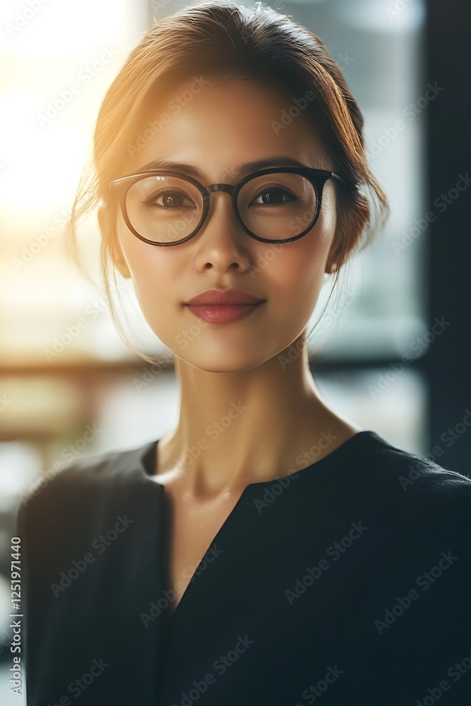 Self-confident Asian female business woman, looking at the camera, posing in a modern Office space. Professional Portrait for Recruiting, Manager and Management, Lawyer or Consultant concepts Self-confident Asian female business woman, looking at the camera, posing in a modern Office space. Professional Portrait for Recruiting, Manager and Management, Lawyer or Consultant concepts