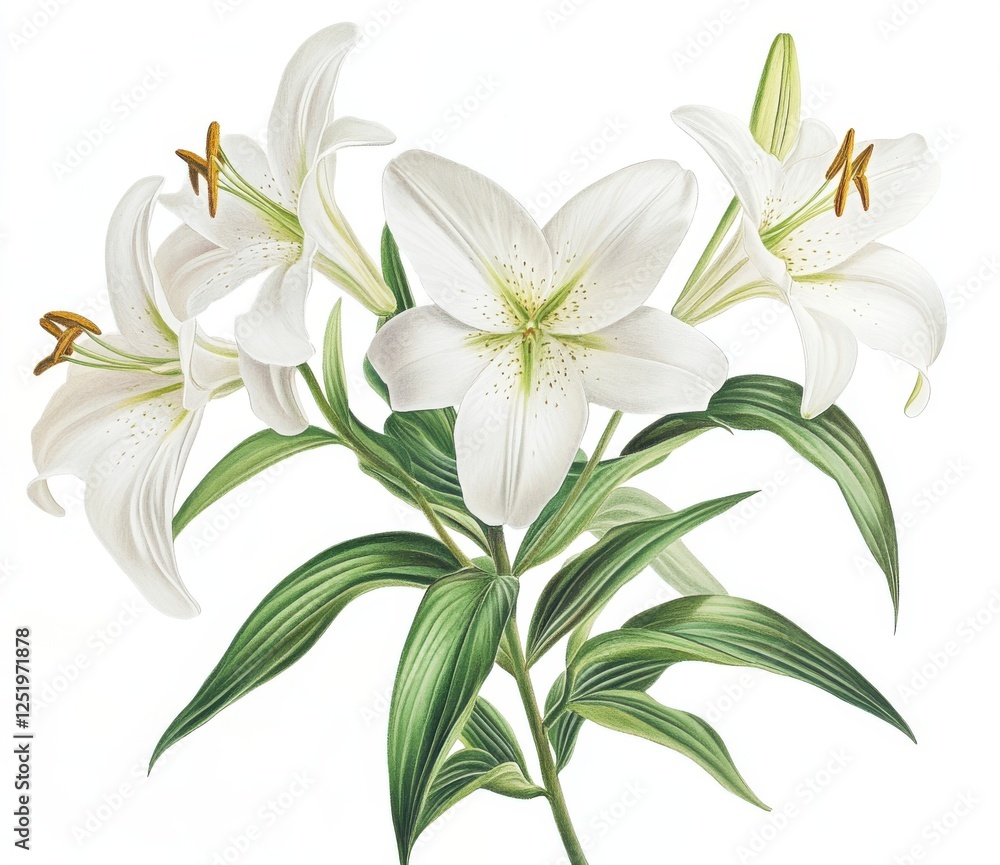 Fototapeta premium Beautiful White Lilies Bouquet