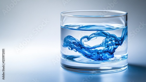 Wallpaper Mural Clear water glass with blue swirling liquid on white backdrop Torontodigital.ca