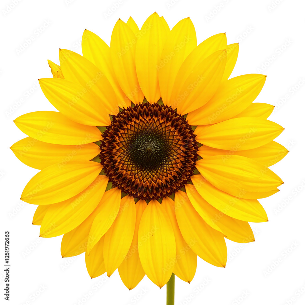 Close-up image of a vibrant yellow sunflower against a cutout background. Close-up image of a vibrant yellow sunflower against a cutout background.